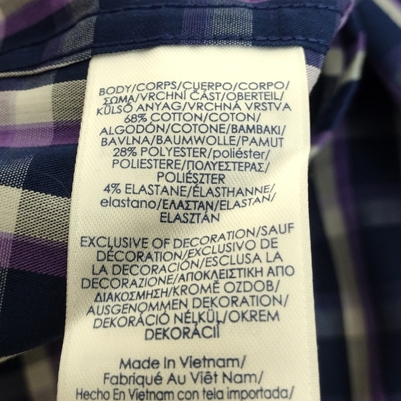 NWT Chaps Men's Medieval Blue Multi Windowpane Stretch Button Down Shirt Size M - Picture 13 of 15